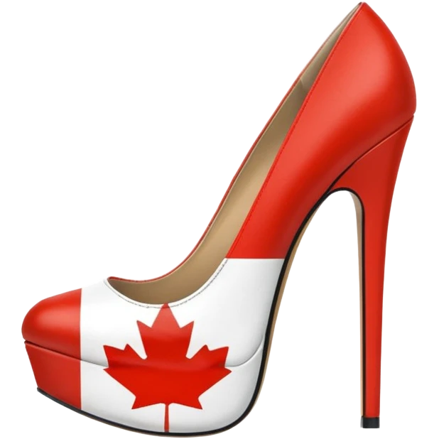 Canada flag patterned pair of ultra realistic, detailed, sexy platform high heel pumps emoji