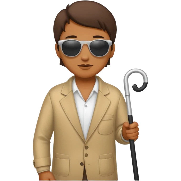 A blind person wearing sunglasses and holding a guide cane emoji