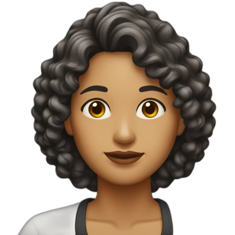 Mujer cabello rizado castaño emoji
