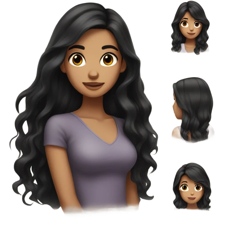 Beautiful girl with black hair and brown eyes emoji