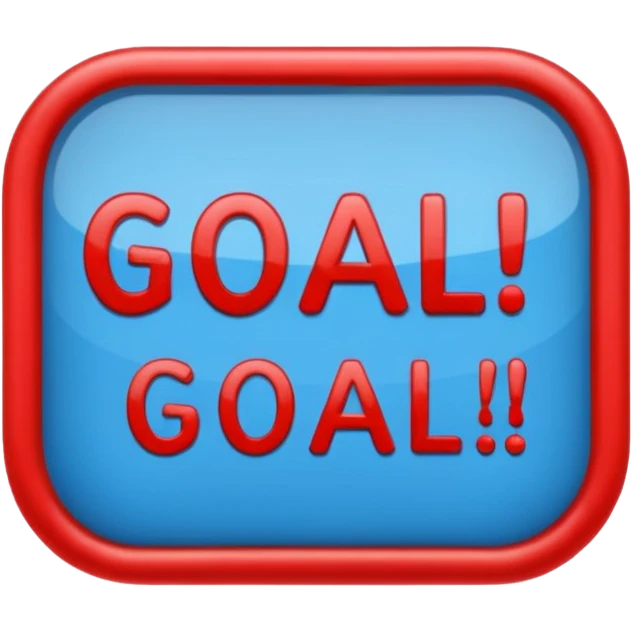 Word “Goal” sign comic style blue (#00A3E0) and red (#F9423A)  emoji