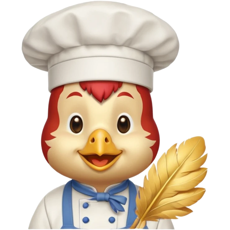 Gallina con ropa de chef con una cara de aprovacion emoji