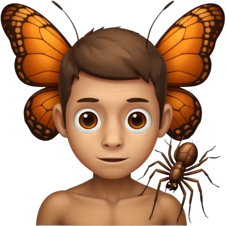 O garoto formiga ô cara de macaco braço de borboleta pernas de aranha e cu de mosquitode mosquito emoji