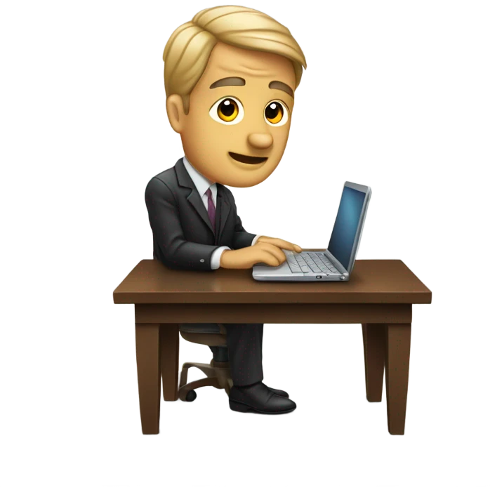 Empresario de éxito con una laptop emoji
