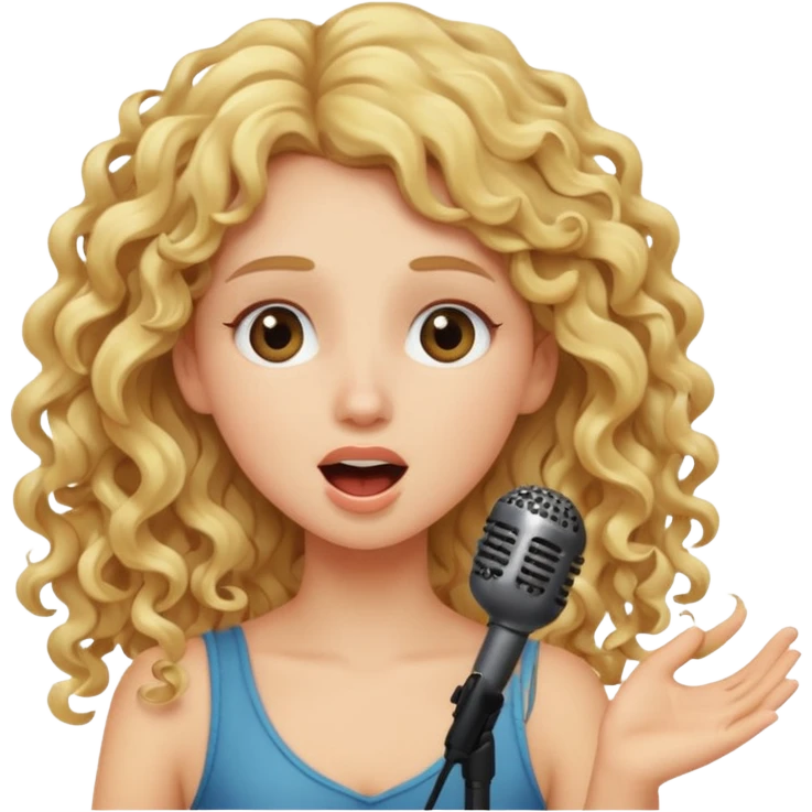 Long Curly blonde girl singing  emoji