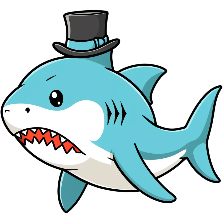 Shark with a top hat emoji