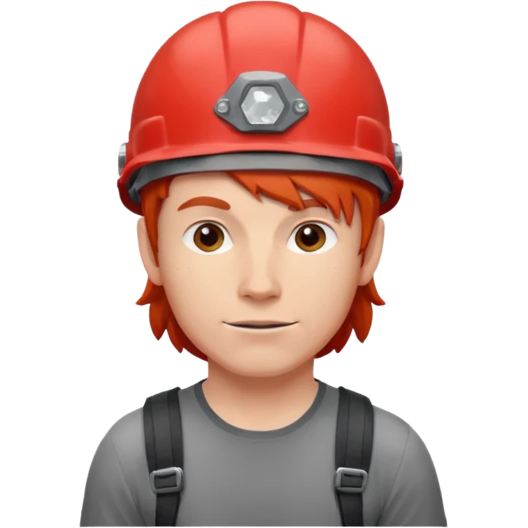 bouldering guy red hair wearing helmet emoji