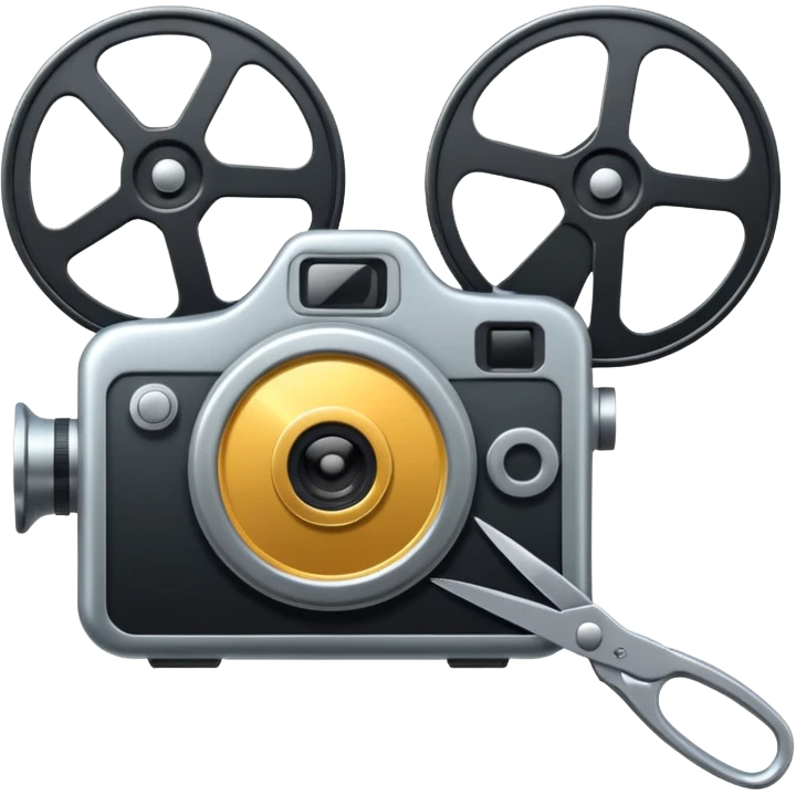 camera reel with scissors nearby emoji