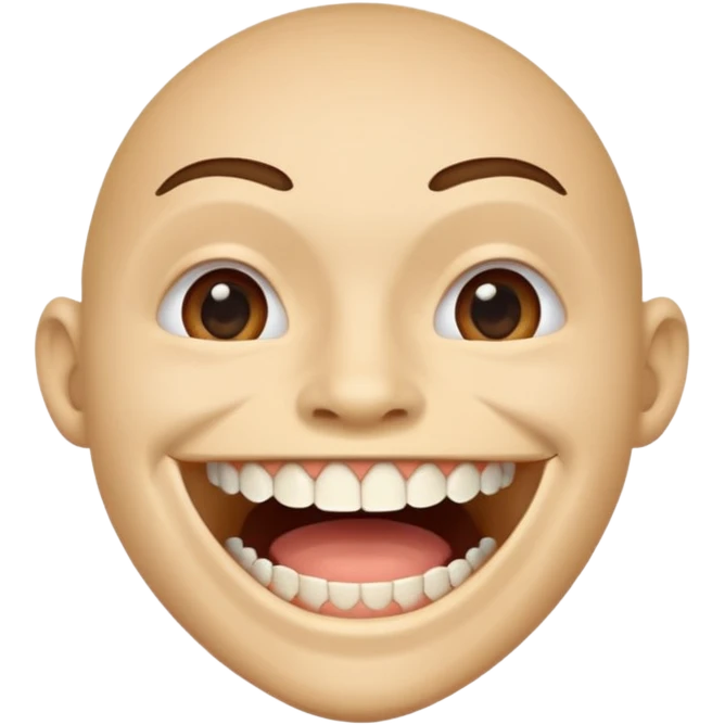 Smiling with teeth out and the teeth cover mouth and is sharp like triangles emoji