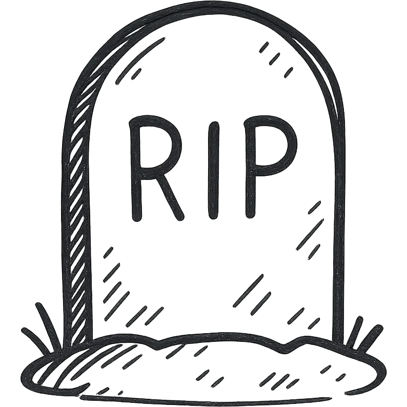 cartoon tombstone, simple line art, light gray emoji