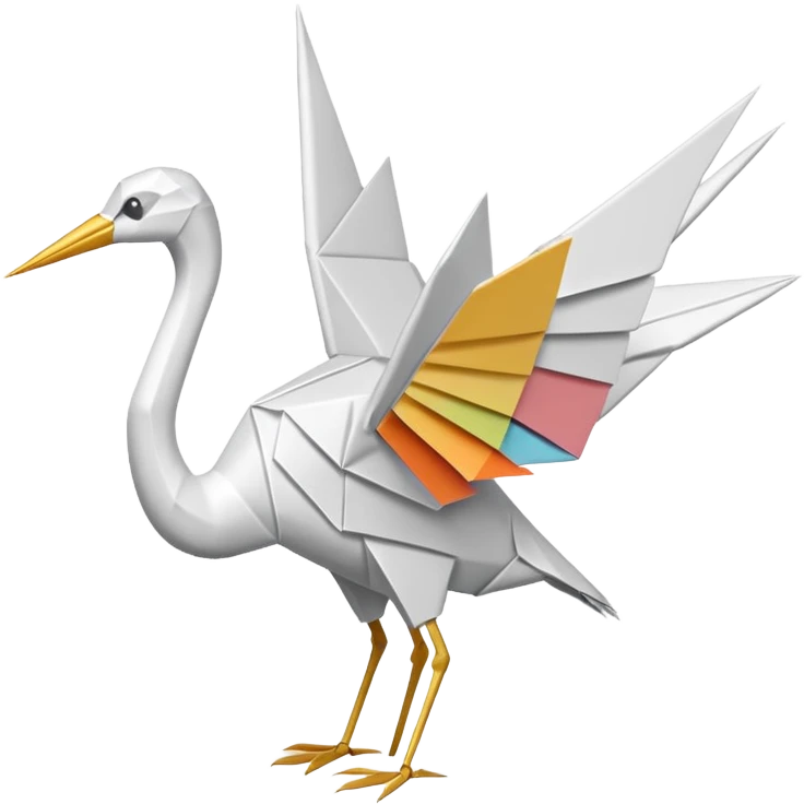 white origami crane emoji