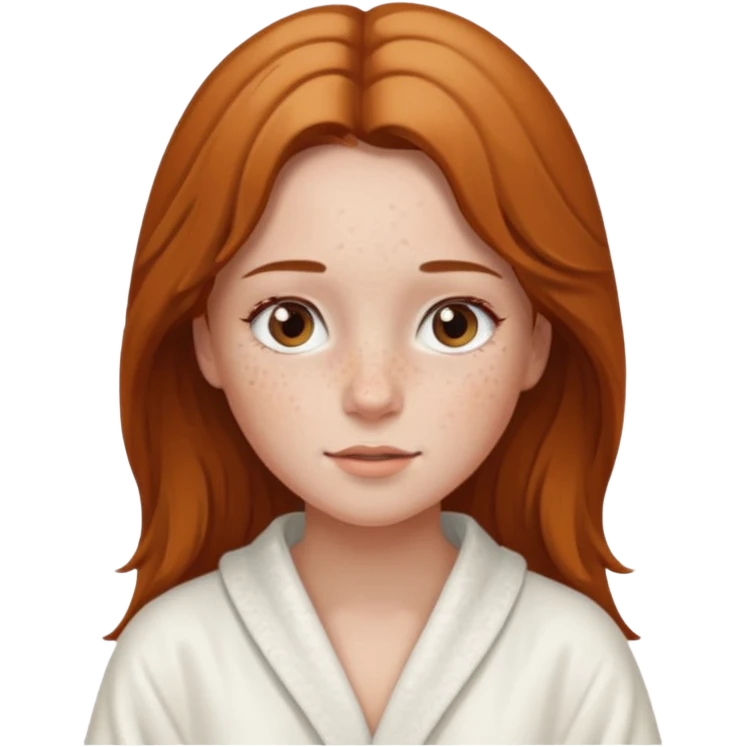 girl having facial wearing white robe, light brown coloour emoji