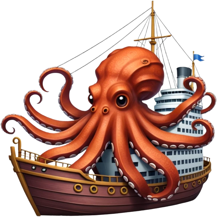 Kraken – Giant octopus with tentacles wrapping a ship emoji