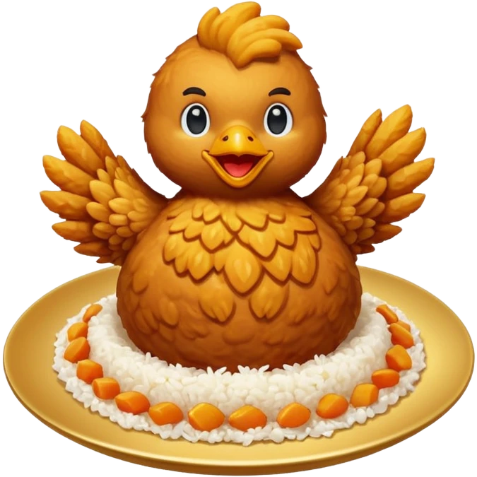 chicken dancing on top of rice (a chicken rice emoji) emoji