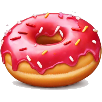Glazed strawberry donut with sprinkles emoji
