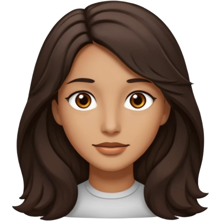 Briseide ha i capelli lunghi lunghi e castano scuro e leggermente ondulati, gli occhi castano scuro e ha il viso allungato emoji