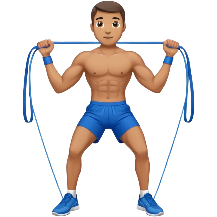 fit man with blue shorts resistance bands exercises emoji