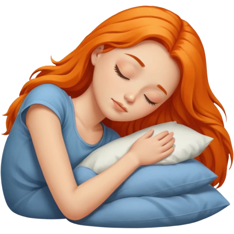 Orange long hair girl sleeping emoji