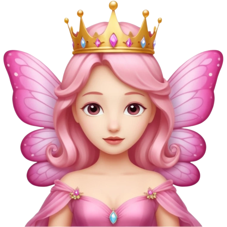 A beautiful pink Queen with fairy wings emoji
