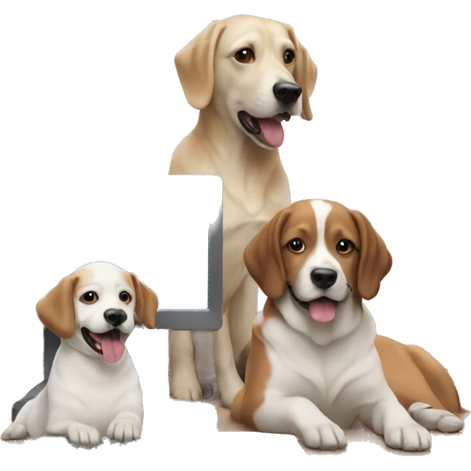 three computers and two dogs emoji