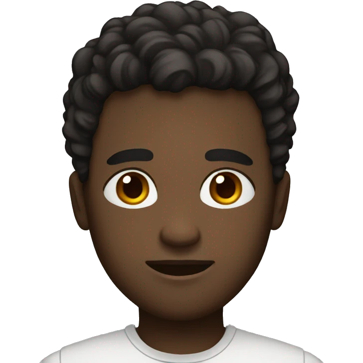 a black guy with brown eyes his hair is black and extremly short, almost non exitant emoji