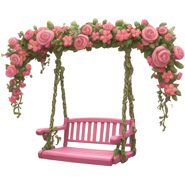 A pink swing made from flower and vines emoji