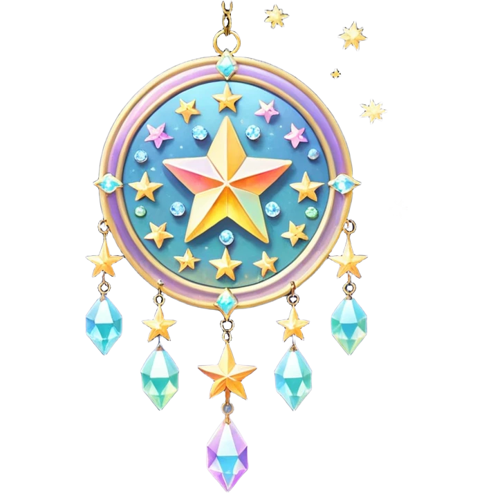 Sparkly glittery aesthetic Iridescent suncatcher hanging crystals and tiny stars aesthetic decoration emoji