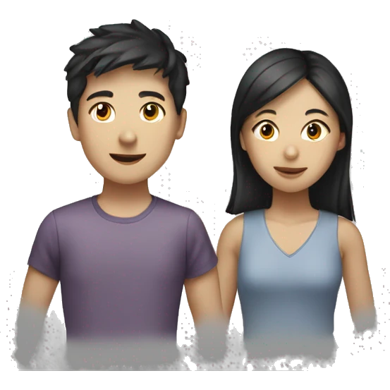 team of 3 asian friends (2 boys and 1 girl) emoji