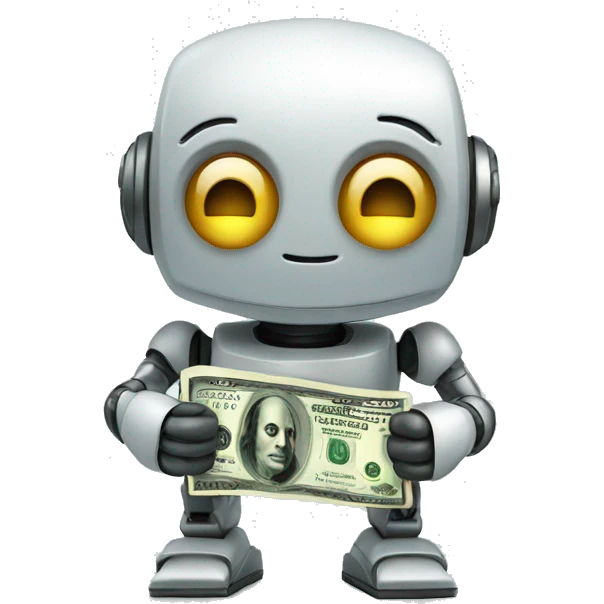 Cute robot with money emoji
