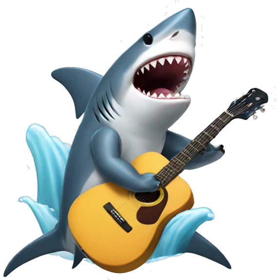 Shark playing guitar while surfing  emoji