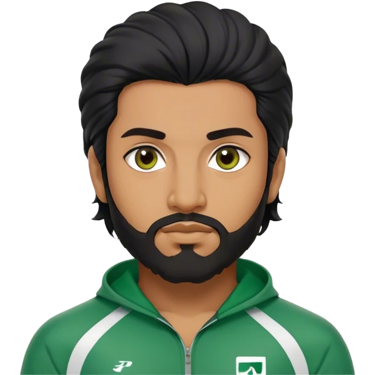 Abdul Ali : Age: Late 20s
Appearance: A strong-built South Asian man with permed long black hair, a close shave beard, and dark brown eyes.
Outfit: Green player tracksuit  emoji