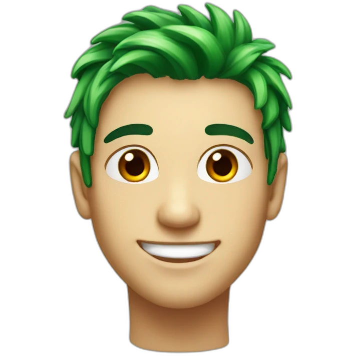 Green hair and red eyes and so happy  emoji