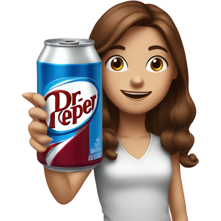 Chugging dr pepper Brown hair girl blue eyes emoji