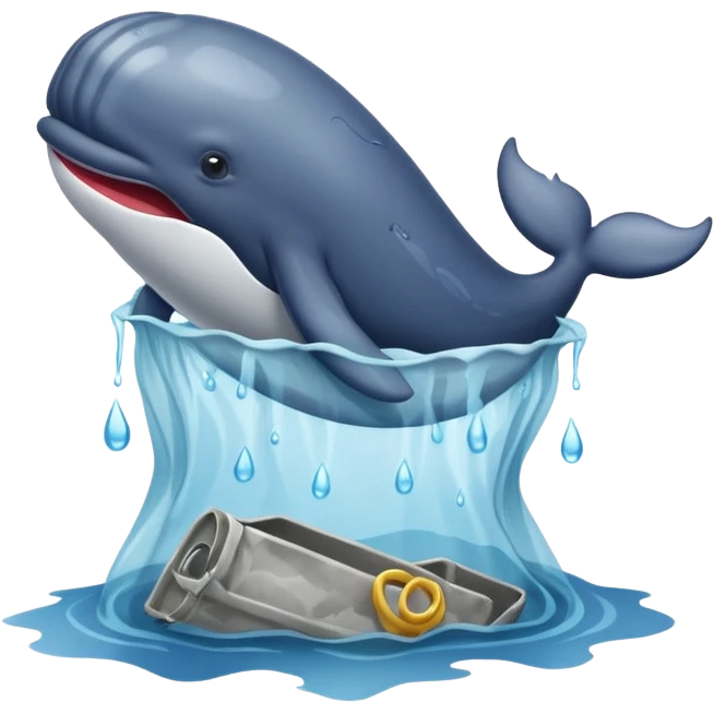 whale stuck in plastic waste bag emoji