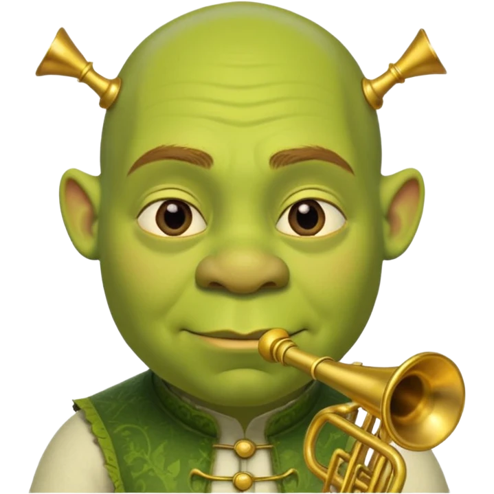 shrek sans cheveux et deux petites oreilles en trompettes une sur chaque cote de son crane emoji