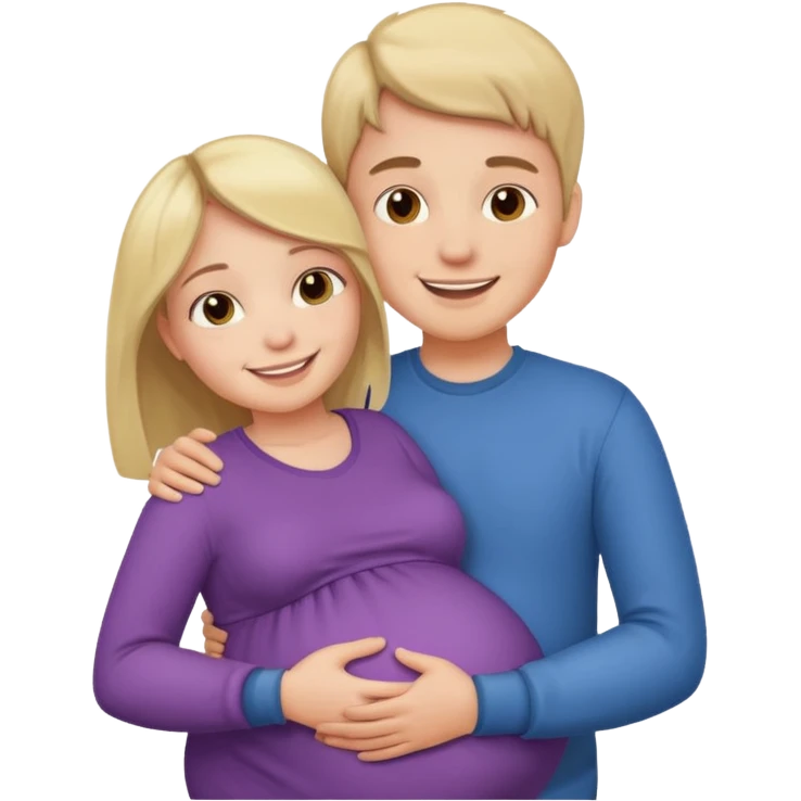 Make a pregnant boy being hugged by a girl emoji