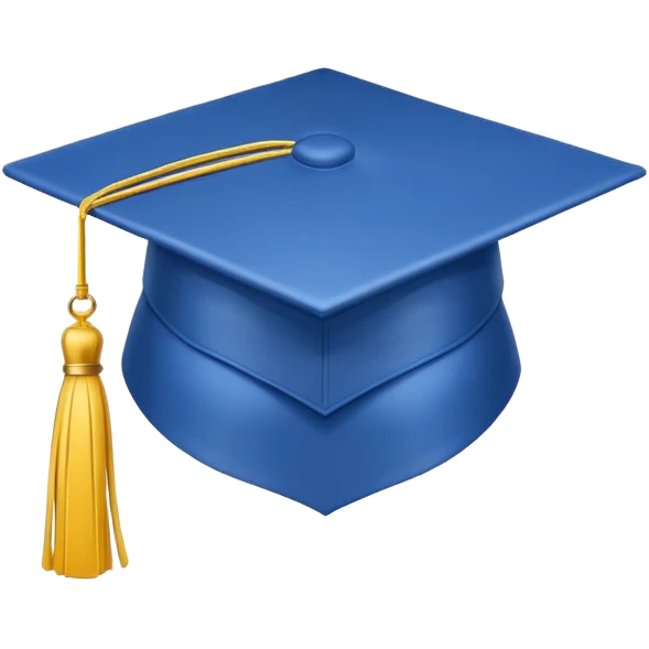 blue graduation cap with yellow tassel emoji