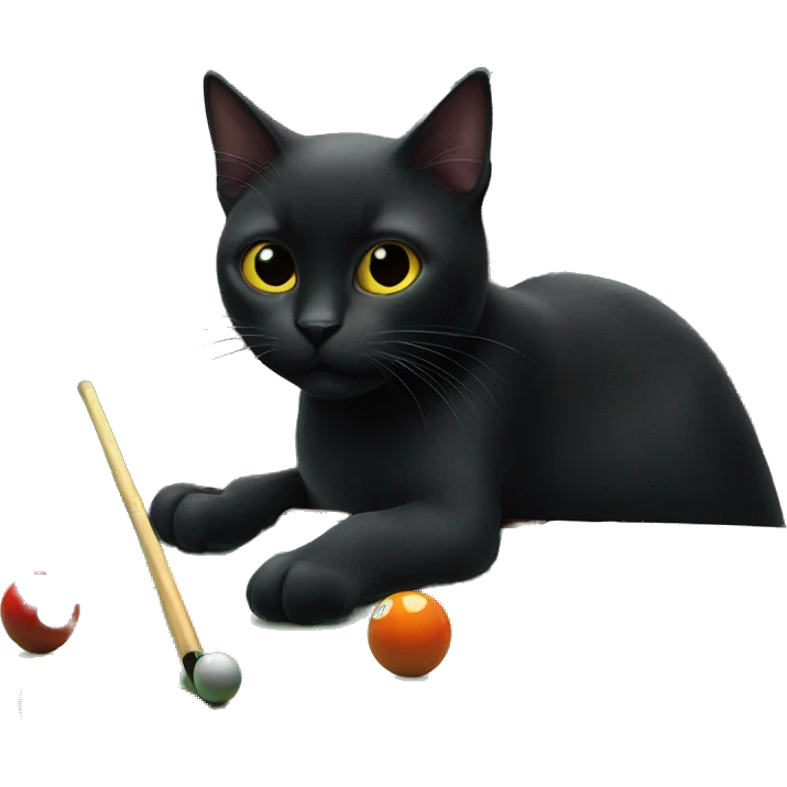 Black cat playing pool emoji