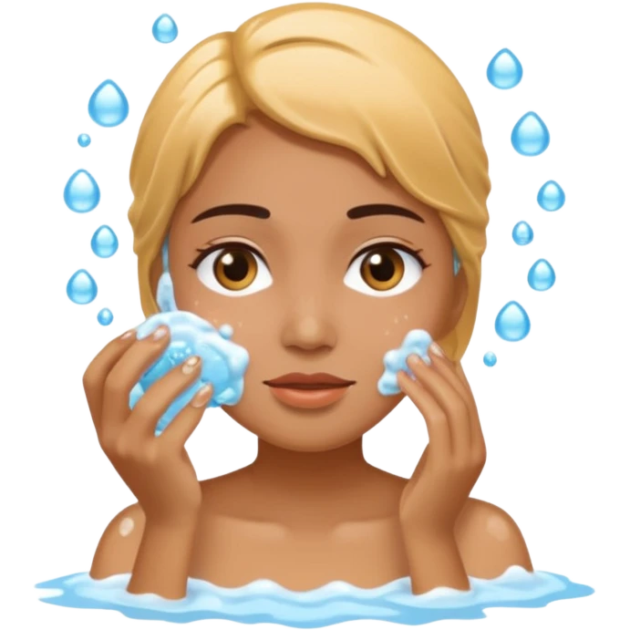 a female washing her face outside of shower  emoji