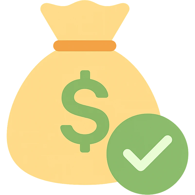 money bag with a green check mark in front of it emoji