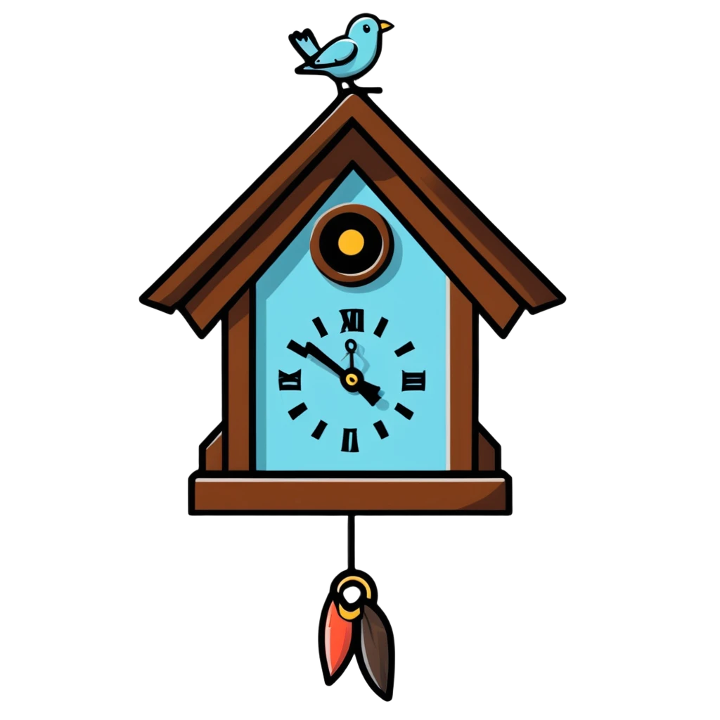 cuckoo clock with bird popping out emoji