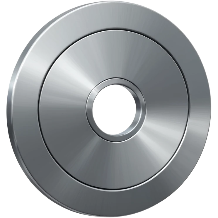 metallic disc emoji, brushed chrome surface, clean geometry, futuristic minimal 3D style, isolated on white emoji