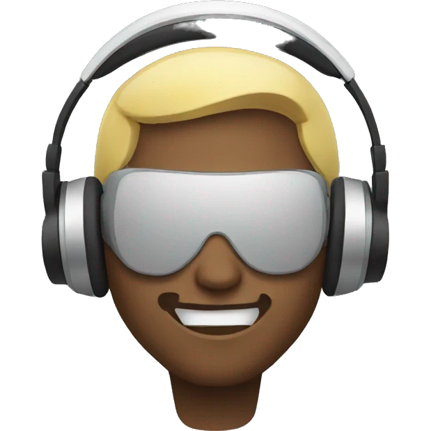 man wearing headphones with explosion face while wearing headphones emoji