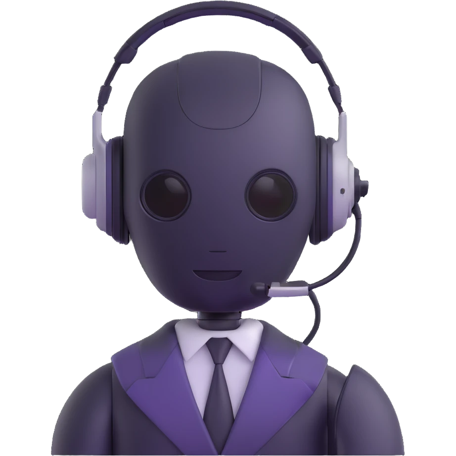 Robot customer service representative with headset in chat interface emoji