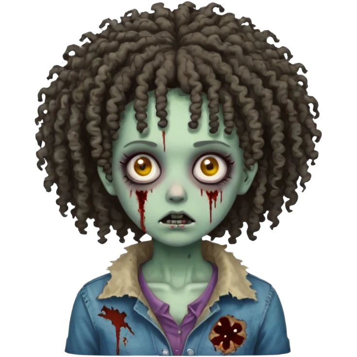 Zombie girl with curly fro emoji