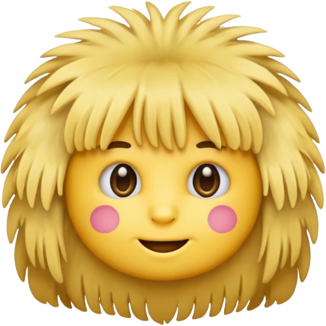 Emoji with a fringe fluffy and with two hands on both sides with the number 6 and 7 on each  emoji