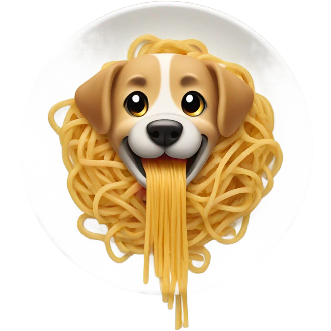 Dog eating spaghetti ￼ emoji