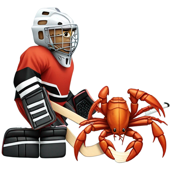 Crayfish hockey goalie emoji