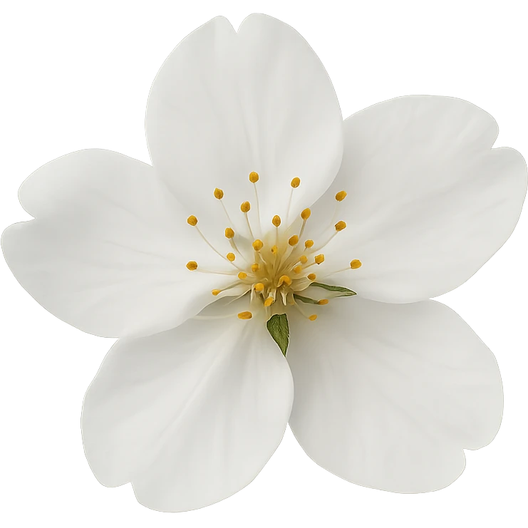 show  one white cherry blossom, remove background emoji