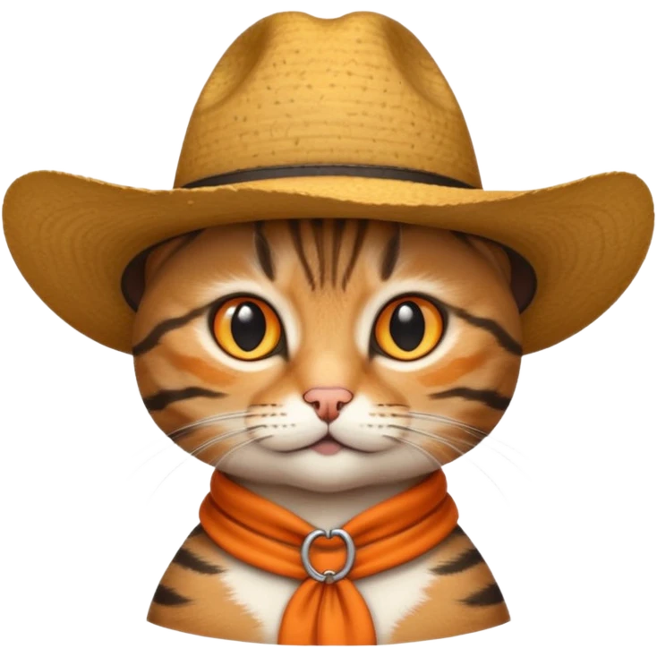 tabby cat with a wide-brimmed cowboy hat emoji